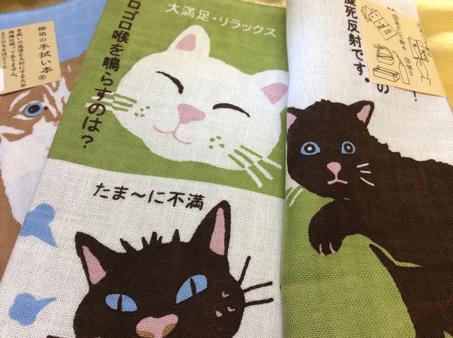 ケイスさんの濱文様手ぬぐい本「猫のこと」を開いた画像