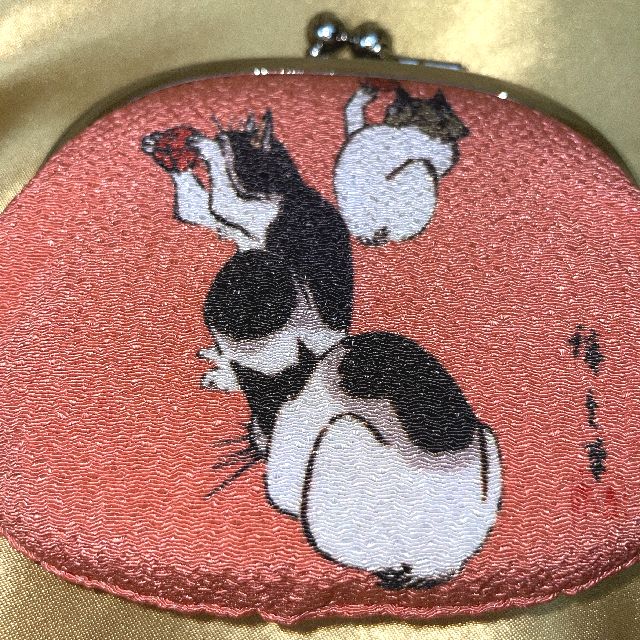 UNSODO歌川広重の猫柄のがま口ポーチの背面画像