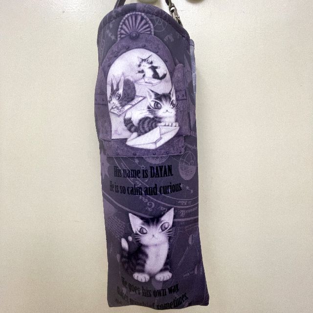 猫のダヤンの折り傘＆ペットボトルカバー空飛ぶ絨毯柄の背面側の全体画像