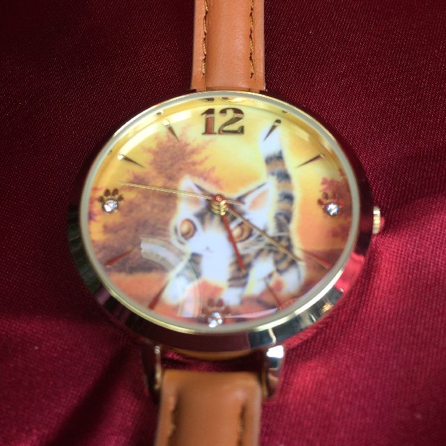 ダヤンの腕時計「光の中」の文字盤のクローズアップ画像