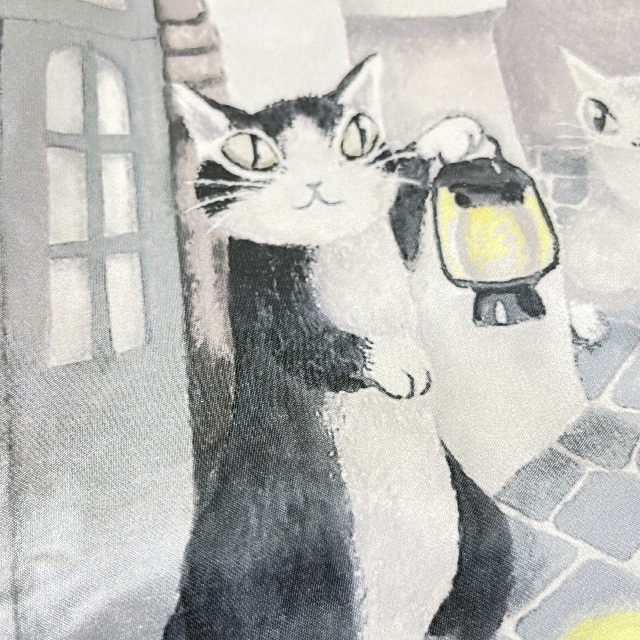 猫のダヤンの遮光UV折りたたみ傘タシルの街柄の絵柄のクローズアップ画像