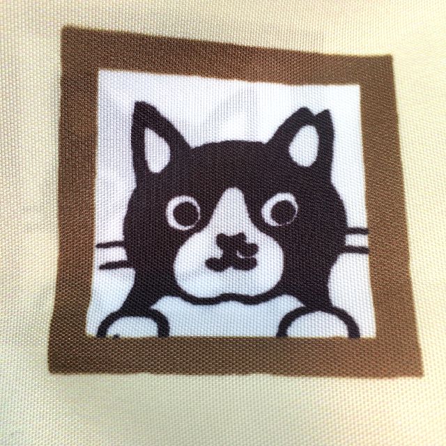 白黒猫エコバッグのてんちゃんのクローズアップ画像