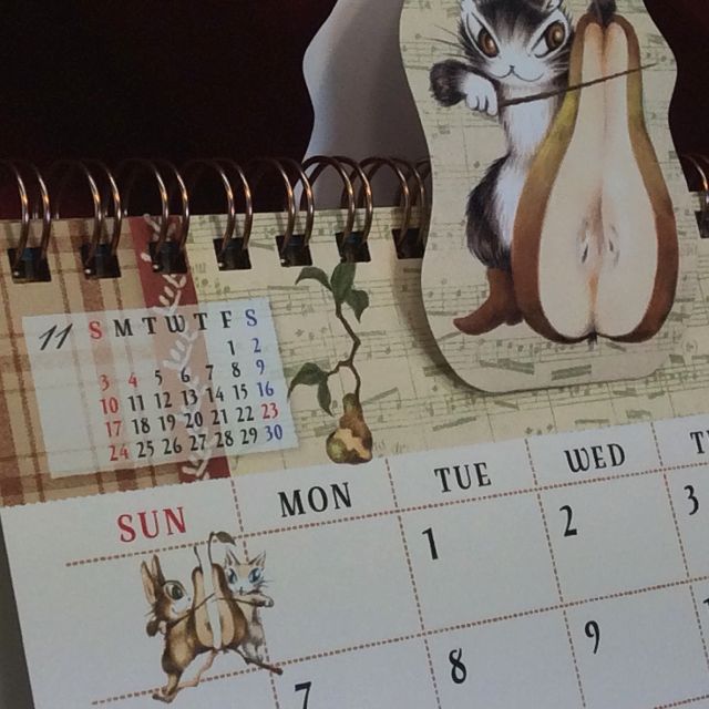 2019年ダヤンのポップアップカレンダーの次の月のカレンダー部分の画像