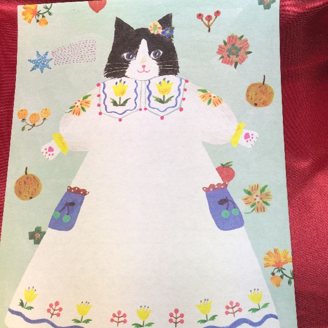 表現社のＡｋｉｋｏ　Ｆｕｋａｗａ cat and onepice柄の便箋の画像