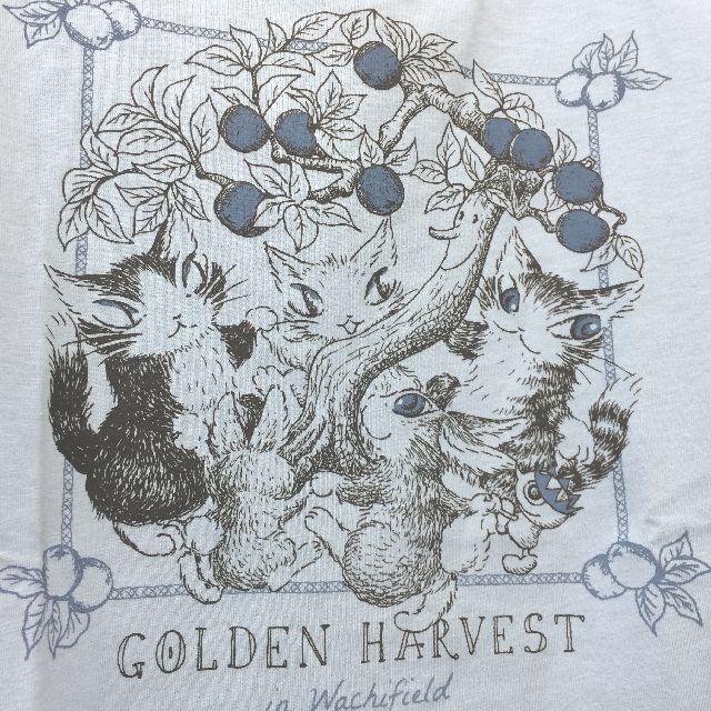 猫のダヤンのクルーネック7分袖Tシャツ「GOLDEN HARVEST」柄の胸の絵柄の画像