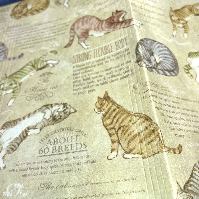 アーティミスの不織布猫柄ブックカバーの絵柄のクローズアップ画像