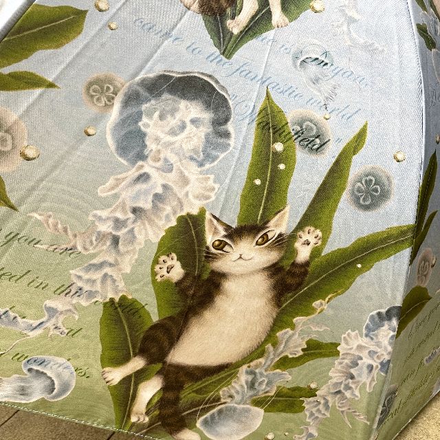 猫のダヤンのUVジャンプ長傘海月と踊る柄の絵柄の画像