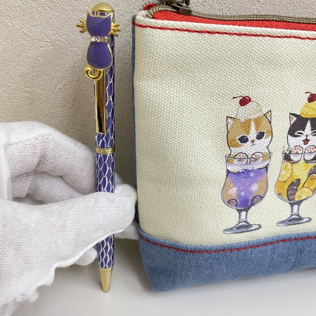 モフサンド mofusand クリームソーダにゃん デニムポーチフラット