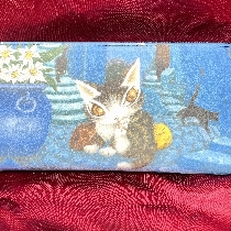 猫のダヤンの本牛革ラウンドファスナー長財布青い街柄の小さい画像
