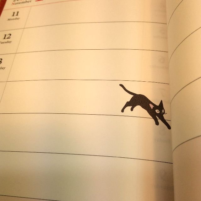 2019年スタジオジブリ魔女の宅急便黒猫ジジの手帳の週間スケジュール