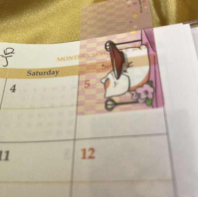 夏目友人帳ニャンコ先生スケジュールメモふせんを手帳に貼った画像