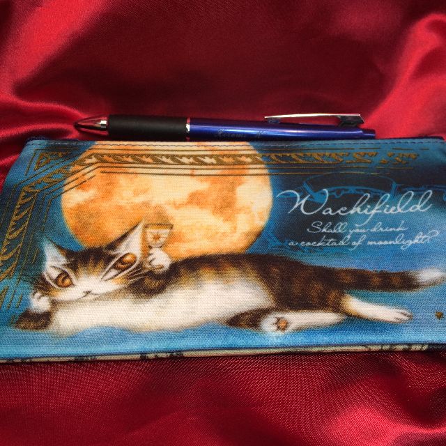 猫のダヤンのラミネートペンポーチ「月に乾杯」柄のオモテ側の全体画像
