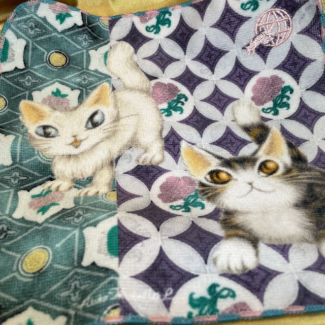 猫のダヤンのタオルハンカチ台湾柄の全体画像