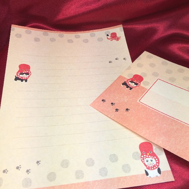 古川紙工のレターセット和にゃんこ「たこネコ」柄A５サイズの全体画像