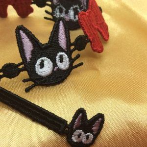 【メール便・黒猫ジジ】レースブレスレット。魔女の宅急便「ジジとリボン」柄。スタジオジブリ。