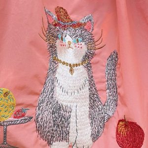 【メール便・北村ハルコ】刺繍トートバッグ・「おすましねこ」柄・2WAY&折り畳める
