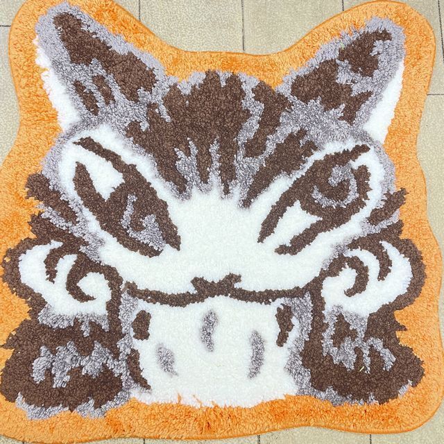 猫のダヤンのダイカットラグほおづえ柄の全体画像
