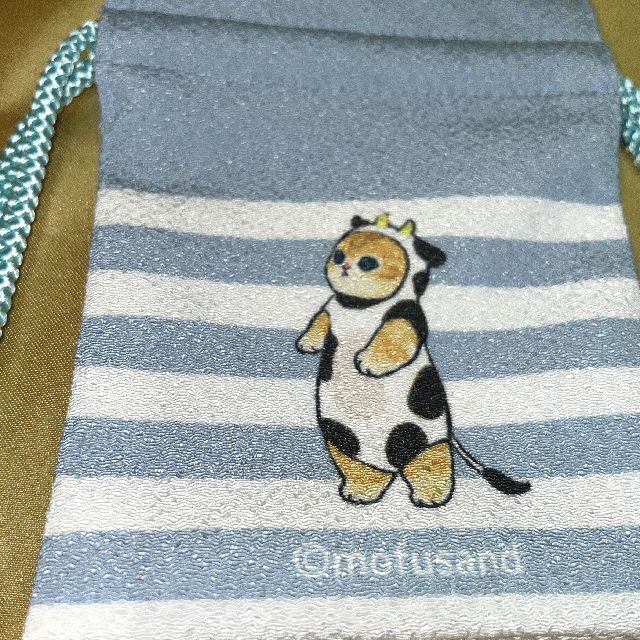 マリモクラフトのmofusand豆巾着うし柄の背面画像