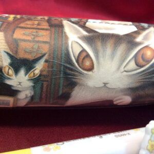 【猫のダヤン】本牛革アートペンケース・「理想の図書館」柄