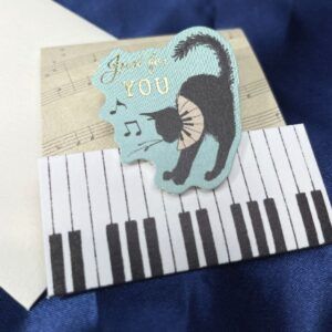 【メール便・くらはしれい】ミニカード・For you・ピアノ柄・黒猫