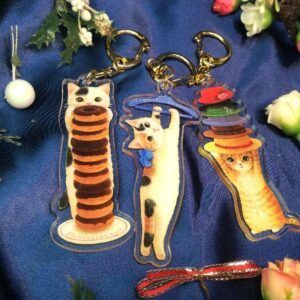 【メール便・ポタリングキャット】アクリル板キーホルダー。バッグチャームとしても使えちゃう！