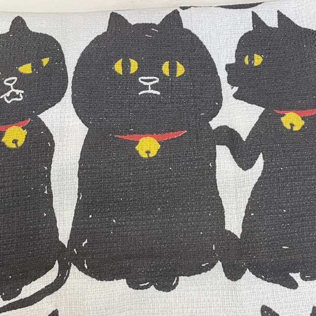 コンテックスの今治タオルタオルてぬぐい「くろねこ」柄の絵柄の画像