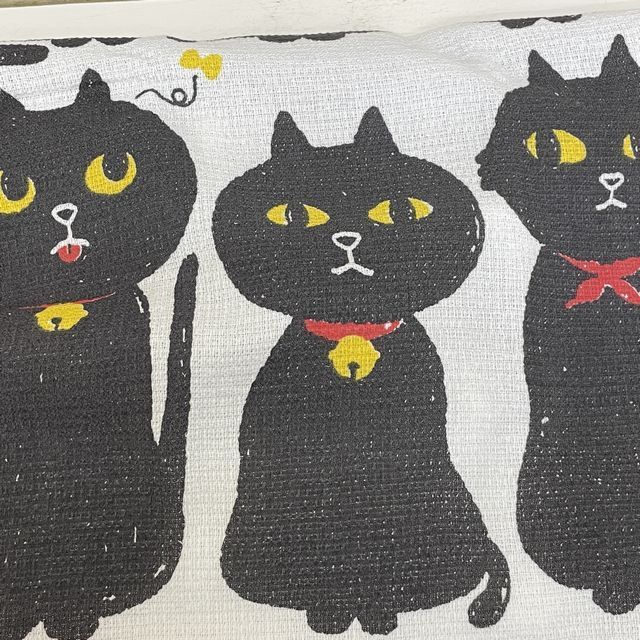 コンテックスの今治タオルタオルてぬぐい「くろねこ」柄の絵柄の画像