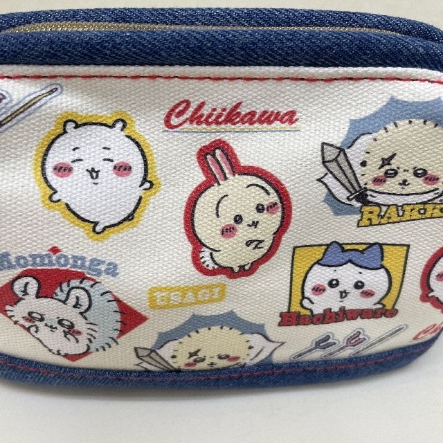 サンスター文具のちいかわデニムポーチワイヤー入りのオモテ側の画像