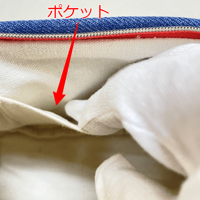 サンスター文具のちいかわデニムポーチワイヤー入りのポケットの画像