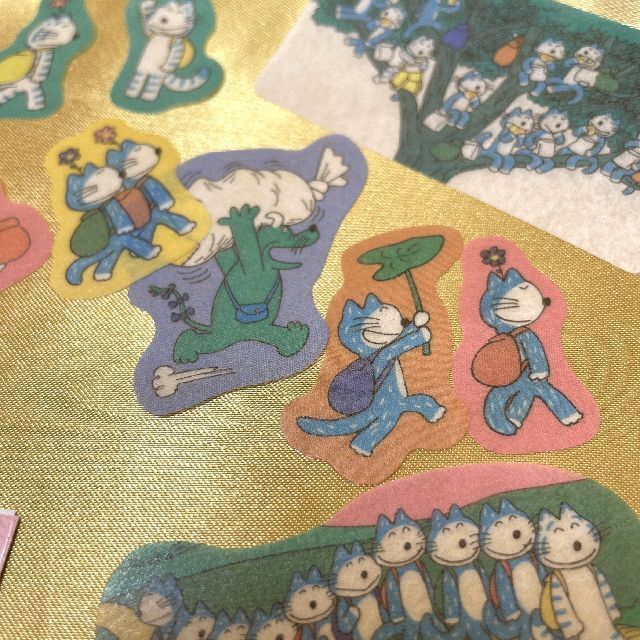 学研の馬場のぼるの11ぴきのねこフレークシールふくろのなか柄のシールの画像