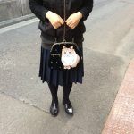 猫ガマグチ２ＷＡＹバッグ。ショルダー紐フェイクファー。