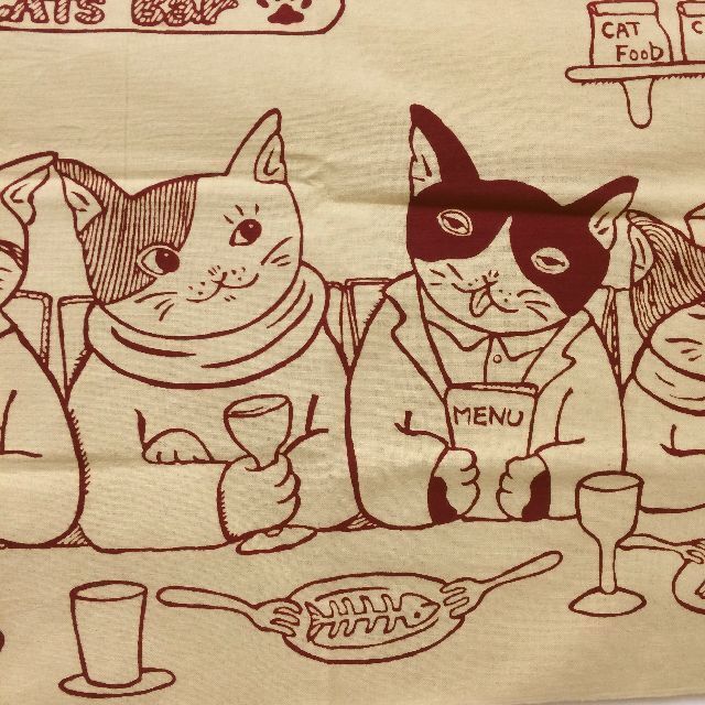 こじましんデザインの手ぬぐい「CAT's　Bar」柄の左から2番目の画像