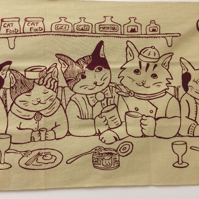 こじましんデザインの手ぬぐい「CAT's　Bar」柄の左から3番目の画像