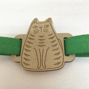 【メール便・CRU-CIAL】御朱印帳バンド・猫の「だいふく」柄・グリーン色