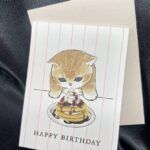 【メール便・mofusand】ミニポップアップカード・誕生日・パンケーキ柄・ぢゅの作・封筒付き