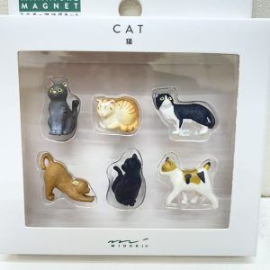 【メール便・ミドリ】ミニマグネット・「ネコ」柄・6個入り