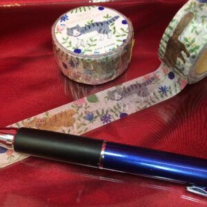 【メール便・表現社・Aiko Fukawa】マスキングテープ・NEKO柄・幅広長巻き・和紙＆日本製・白色