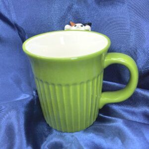 【DECOLE】にらめっこ猫マグカップ「三毛猫・グリーン色＆黒猫・クリーム色」の2柄