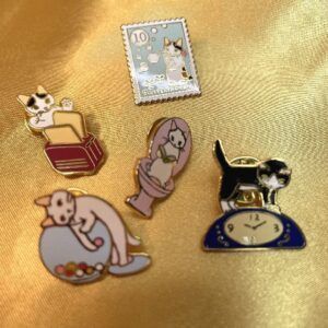 【メール便・ポタリングキャット】ピンバッジ・可愛い子猫5柄・合金にソフト七宝加工