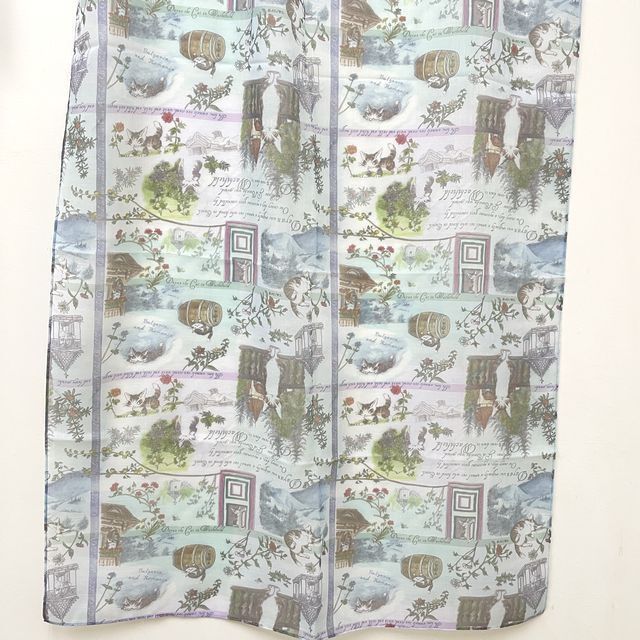 猫のダヤンのアートストール東欧スケッチ柄の全体画像