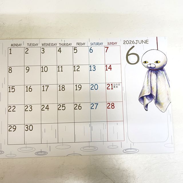 ひこ屋の2026年卓上カレンダーシュール柄の6月の画像
