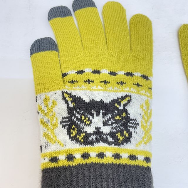 猫のダヤンのジャガード手袋メヒコ柄の手の甲側の画像
