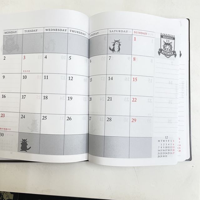 猫のダヤンの2026年スケジュール帳濃茶の内側の画像