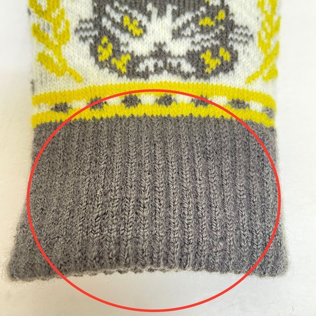 猫のダヤンのジャガード手袋メヒコ柄の手のリブ編み画像